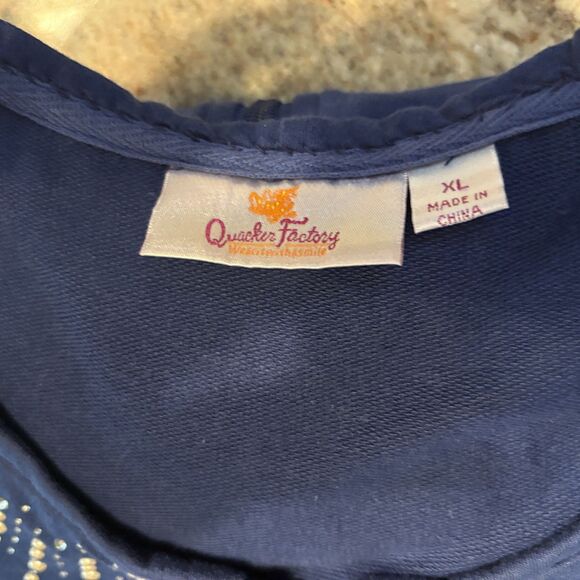 Quacker Factory Womens XL Studded Velour Zip-Up Vest Pockets Relaxed Fit Blue - Picture 7 of 12